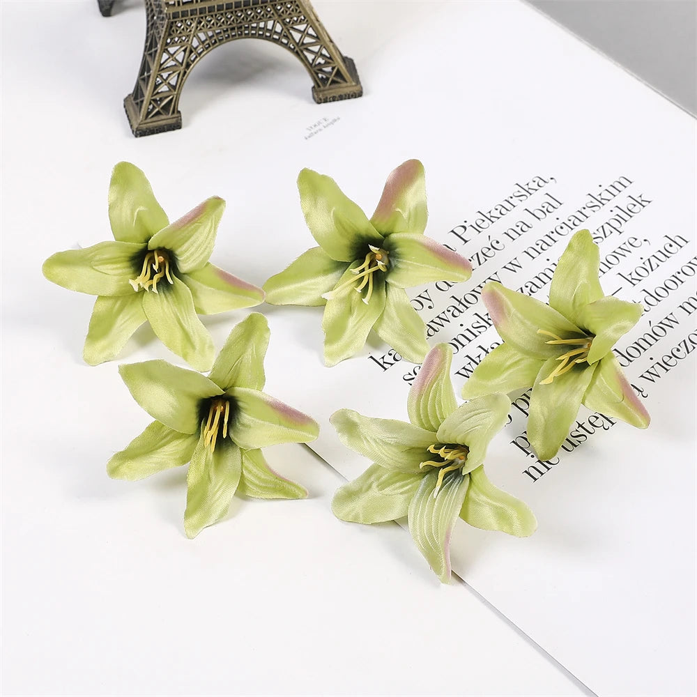 10/20PCS Lily Artificial Flowers Head For Valentine's Day Bouquet Wedding Decoration Garland Decorative Floristry Fake Flower