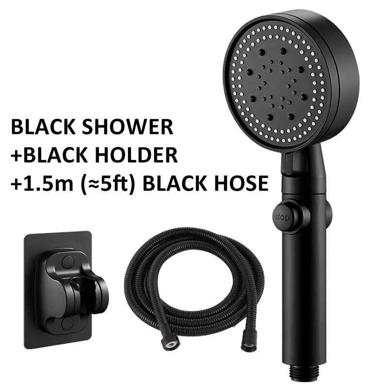 Handheld Shower Head 5 Spray Modes ABS Filter Pressure Booster Hotel Use Modern Design Water Saving Adjustable