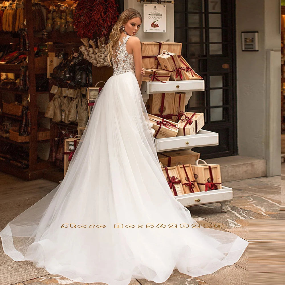 2021 Sexy See Through Mermaid Wedding Dresses With Detachable Train Vestido De Noiva 2 Em 1 Beading Back Appliques 2 In 1 Gowns