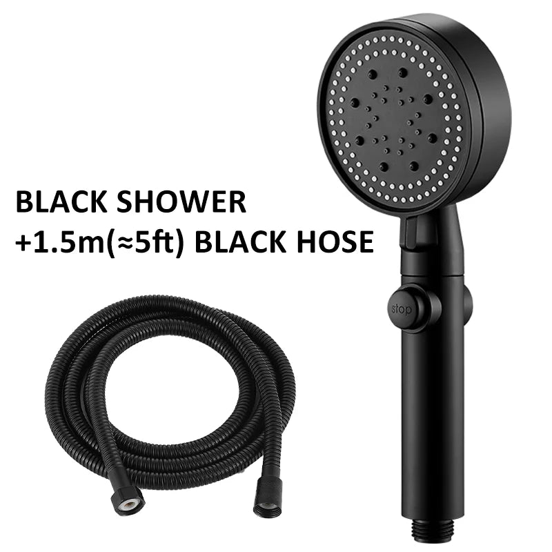Handheld Shower Head 5 Spray Modes ABS Filter Pressure Booster Hotel Use Modern Design Water Saving Adjustable