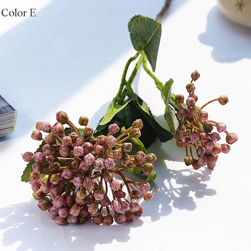 Hydrangea Fruit berries with leaves plastic Artificial Flowers home garden decor fleur artificielle 2Heads/branch fake plant