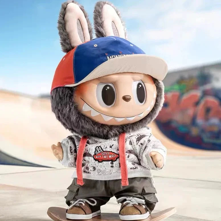 POP MART X VANS Collaboration Original LABUBU Vinyl Plush Doll, Trendy Collectible Gift for Display