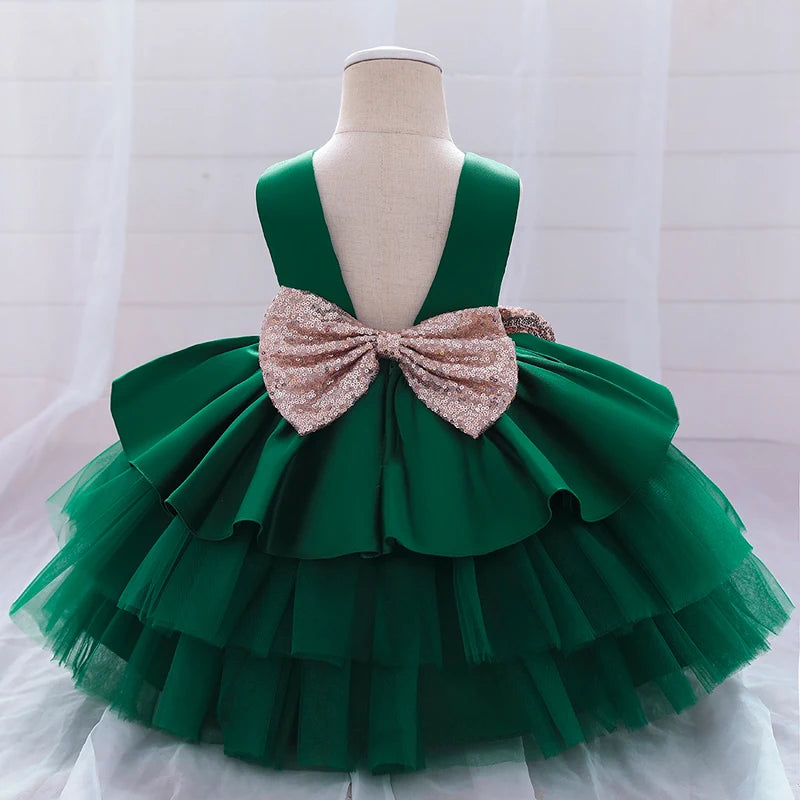 Infant Baby Girl Christmas Dresses Sequin Bow Princess Dress For Girls Birthday Wedding Party Dress Children Evening Clothes