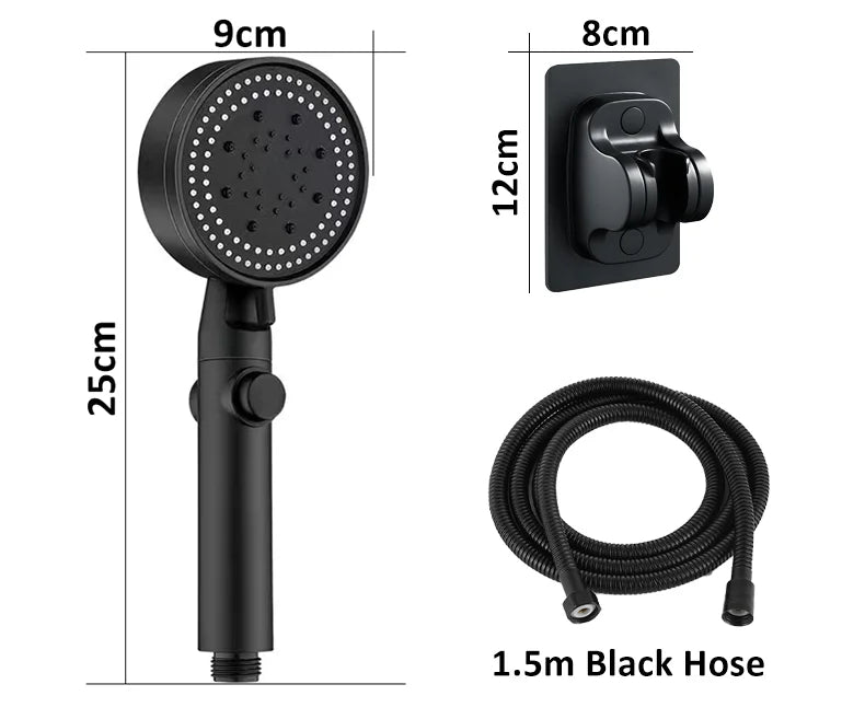 Handheld Shower Head 5 Spray Modes ABS Filter Pressure Booster Hotel Use Modern Design Water Saving Adjustable