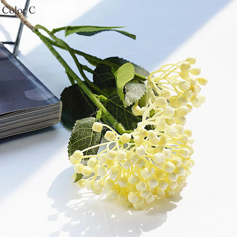 Hydrangea Fruit berries with leaves plastic Artificial Flowers home garden decor fleur artificielle 2Heads/branch fake plant
