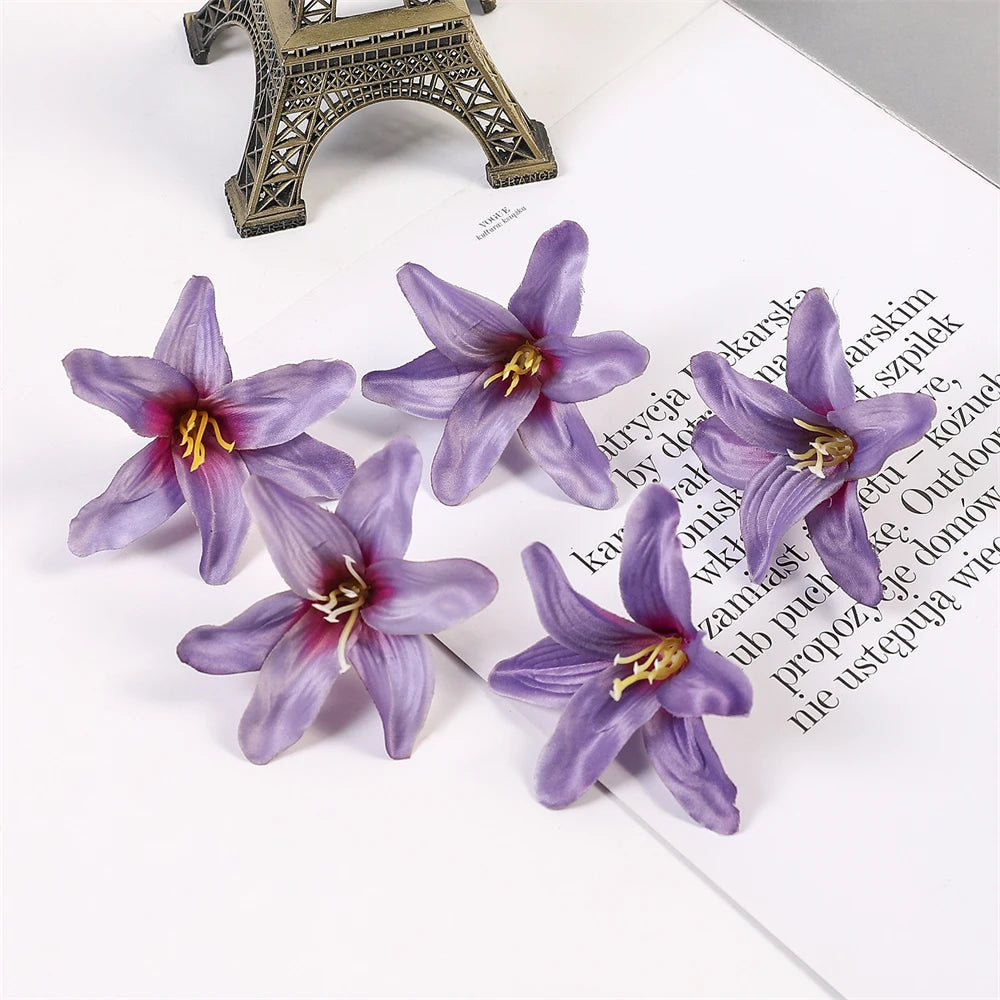 10/20PCS Lily Artificial Flowers Head For Valentine's Day Bouquet Wedding Decoration Garland Decorative Floristry Fake Flower