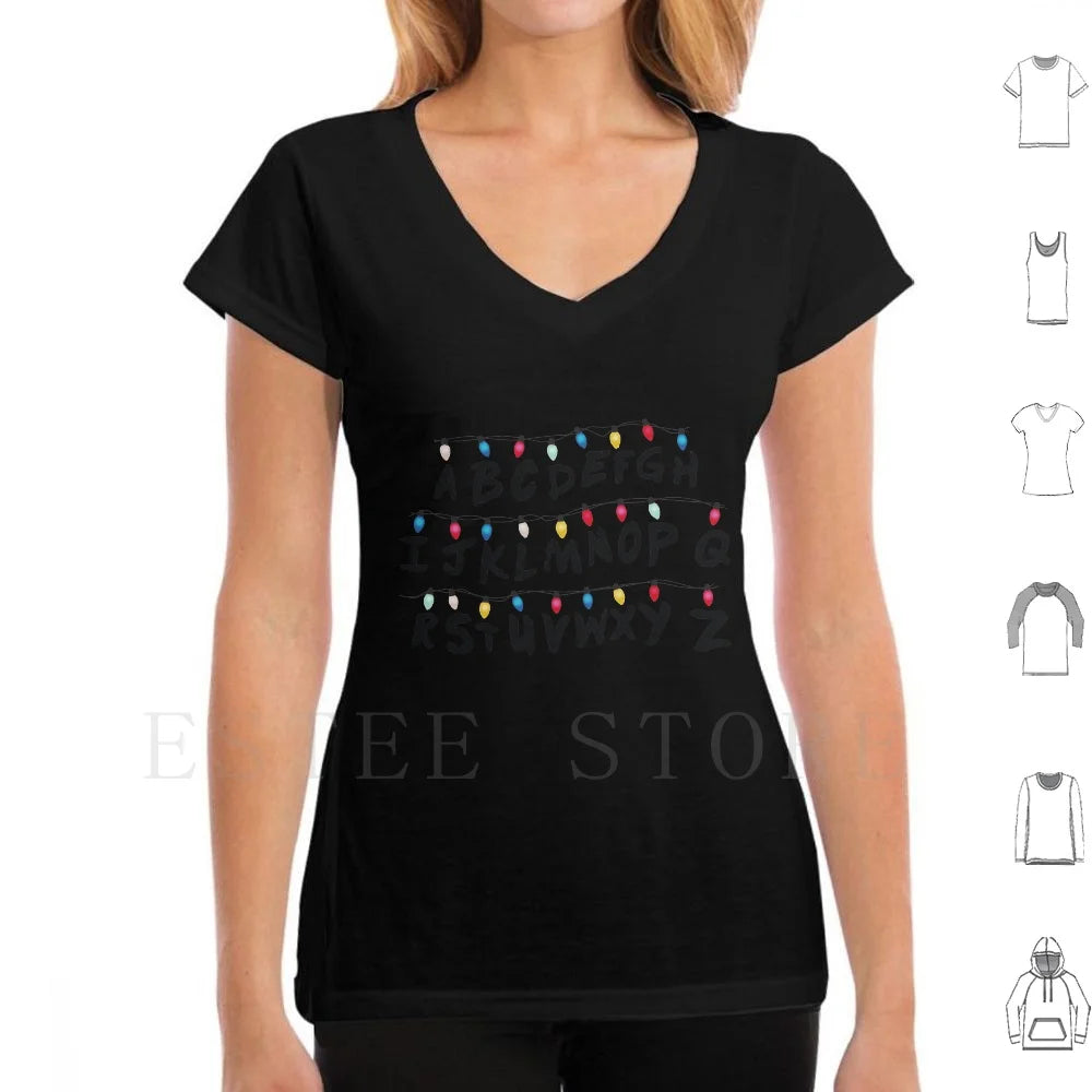 Stranger Christmas Lights T Shirt Print Cotton Things Christmas Lights