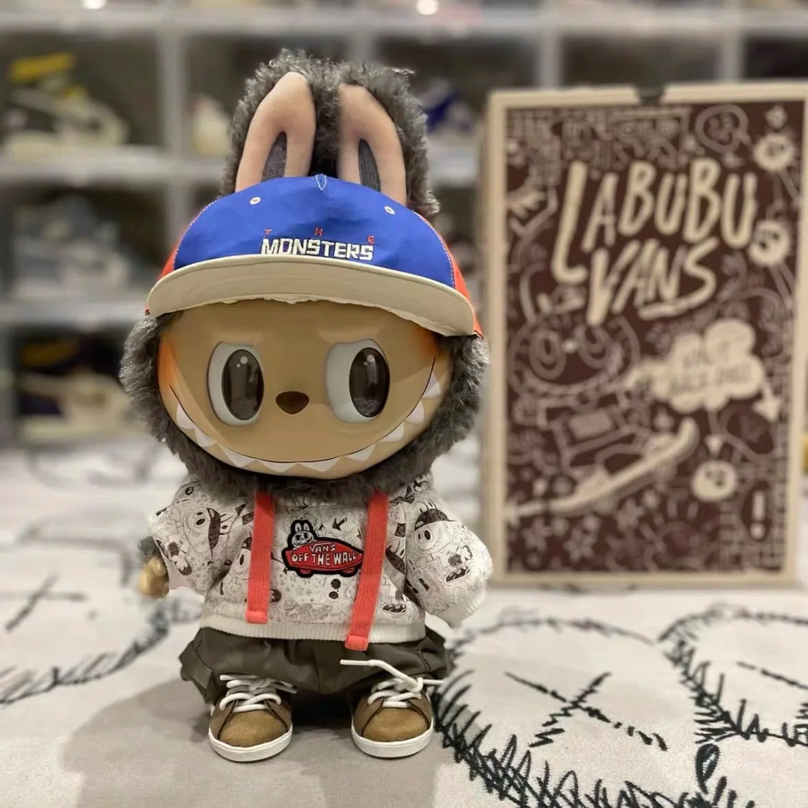 POP MART X VANS Collaboration Original LABUBU Vinyl Plush Doll, Trendy Collectible Gift for Display