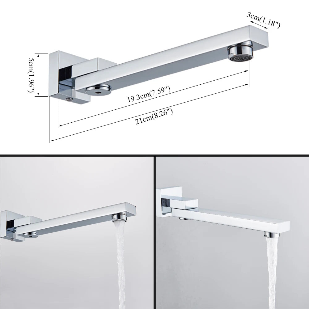 Free Shipping  Bathroom Brass Chrome/Black Bronze Shower Faucet Spout Wall Mounted Swive Bath Spout Bathroom Accessories