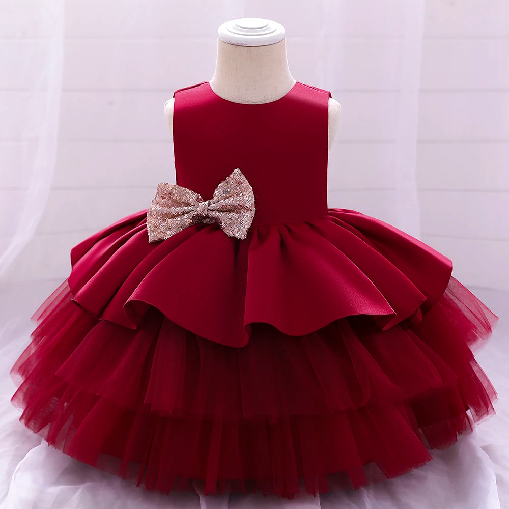 Infant Baby Girl Christmas Dresses Sequin Bow Princess Dress For Girls Birthday Wedding Party Dress Children Evening Clothes