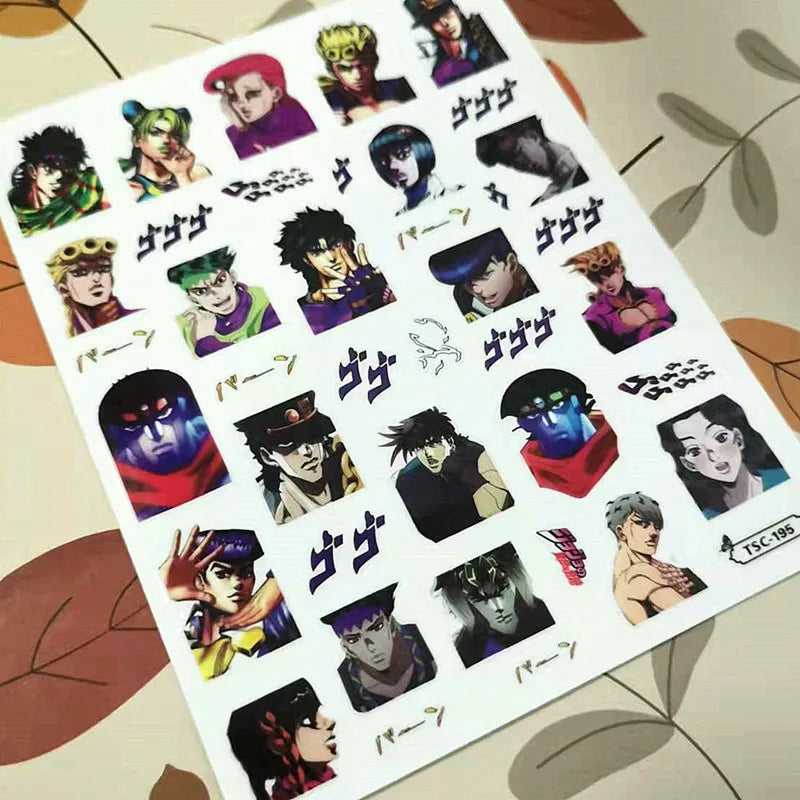 Anime JoJos Bizarre Adwenture Design 3D Decoration Sliders DIY Back Glue Self Adhesive  Nail Art Sticker TSC 133