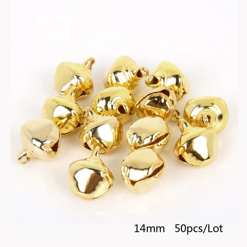 50-300Pcs Gold Jingle Bells Iron Pendants Hanging Christmas Tree Ornaments Christmas Decorations Party DIY Crafts Accessories