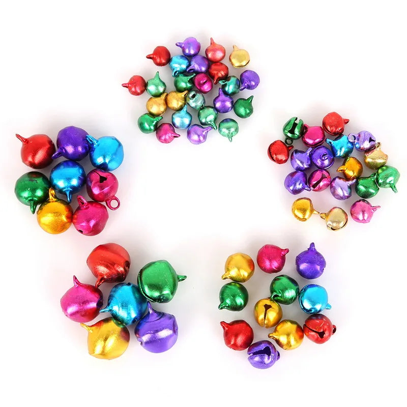 30-200Pcs Jingle Bells Aluminum Loose Beads Small For Festival Party Decoration/Christmas Tree Decoration/DIY Crafts Accessories