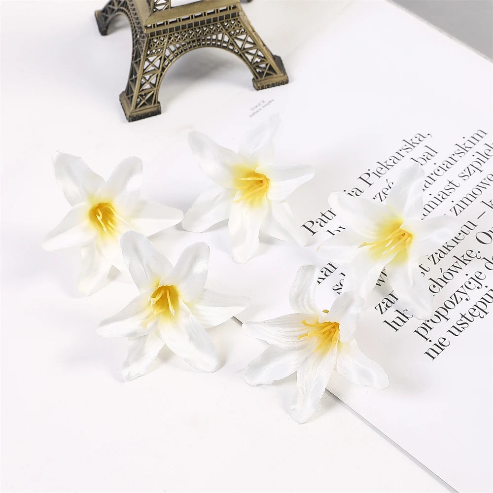 10/20PCS Lily Artificial Flowers Head For Valentine's Day Bouquet Wedding Decoration Garland Decorative Floristry Fake Flower