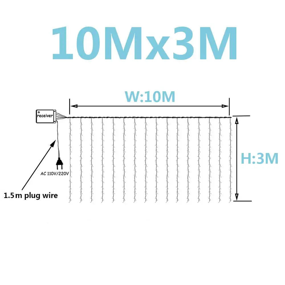 3x1/3x3/2x2m LED Icicle String Lights Christmas Fairy Lights Garland Outdoor Home For Wedding/Party/Curtain/Garden Decoration