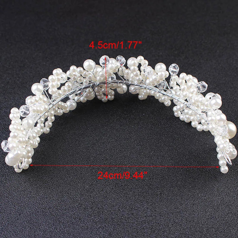 Wedding Headband For Bride White Crystal Hairband Pearl Handmade Headbands Headpiece Head Jewelry Women Prom Hair Accessories SL