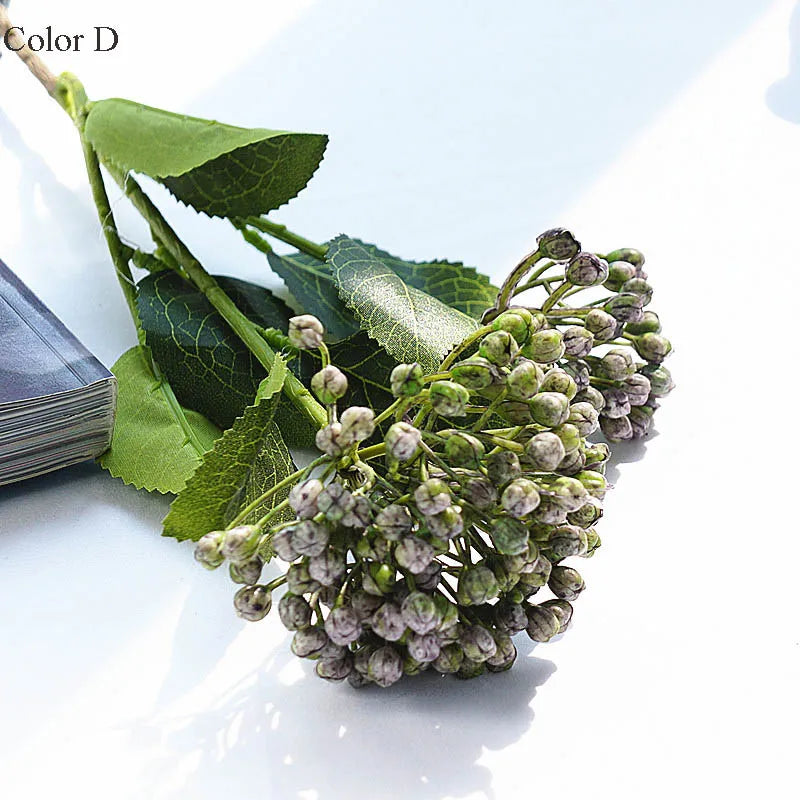 Hydrangea Fruit berries with leaves plastic Artificial Flowers home garden decor fleur artificielle 2Heads/branch fake plant