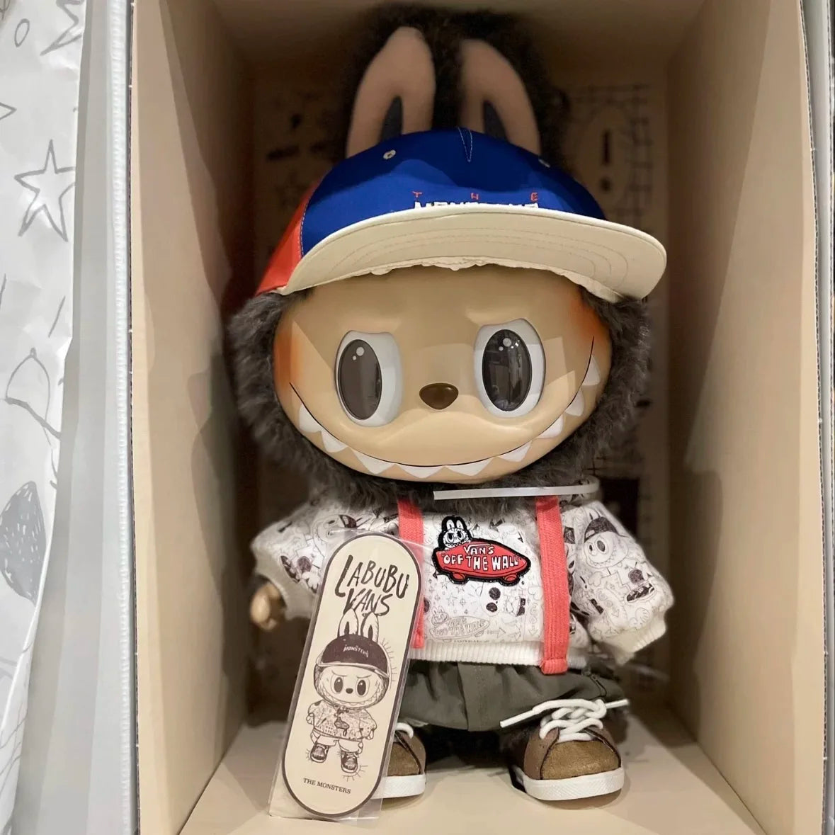POP MART X VANS Collaboration Original LABUBU Vinyl Plush Doll, Trendy Collectible Gift for Display