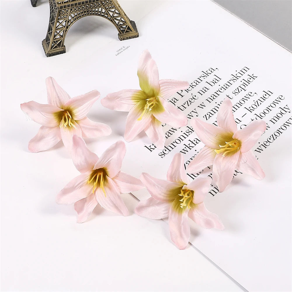 10/20PCS Lily Artificial Flowers Head For Valentine's Day Bouquet Wedding Decoration Garland Decorative Floristry Fake Flower