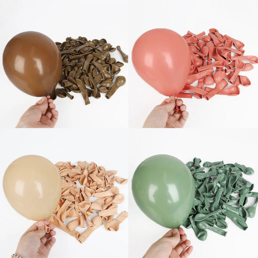 10/20/30pcs Retro Green Balloons Coffee Khaki Coco Skin Avocado Green Latex Globos for Birthday Decorations Christmas Party Deco