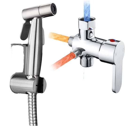 7/8 15/16 North America Stainless Steel Hot/Cold Water Mixer Valve Brass Pet Cloth Diaper Handheld Bidet Sprayer Kit Toilet