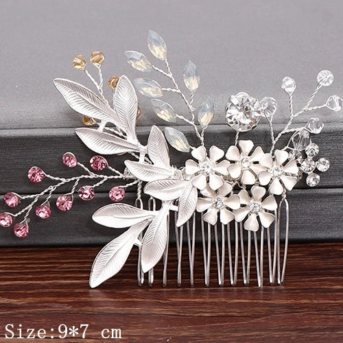 Wedding Hair Combs Bridal Hair Accessories For Women Hair Jewelry Silver Color Pearl Rhinestone Head Jewelry Women Accessories