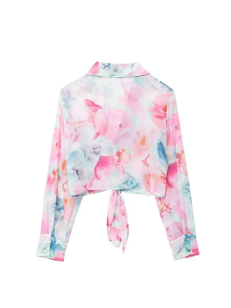 HH Woman New Fashion Summer Casual Shirts Print Turn-Down Collar Long Sleeves Bow Single Breasted Female Bohemian Blouse