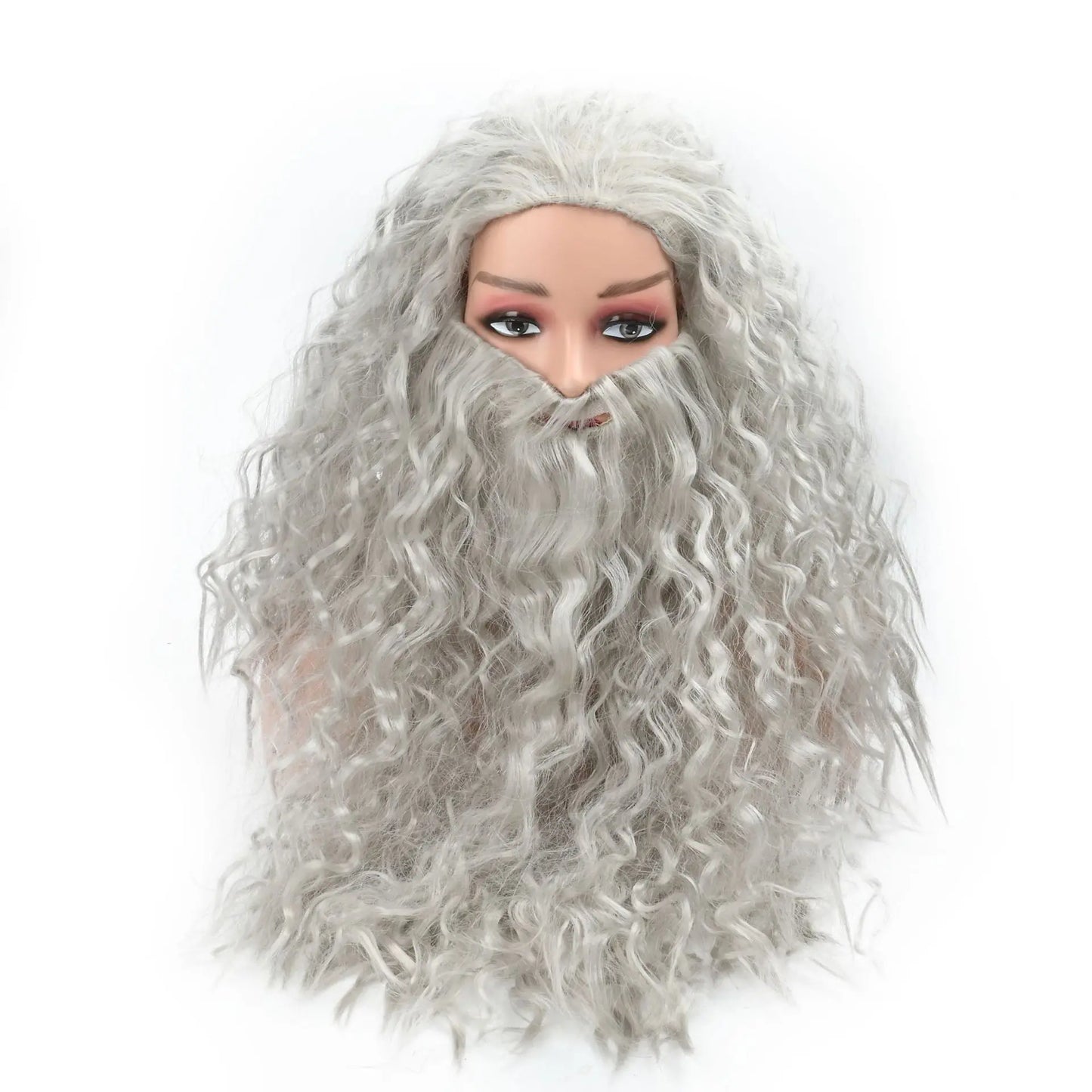 Halloween Mens Wizard cosplay wig grey hair wig and beard Dumbledore Gandalf role play Grey hair  Wizard costumes