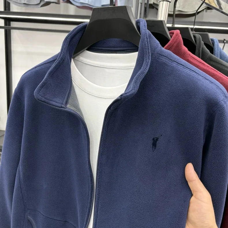 High end brand cardigan sweatshirt men's 2025 new designer fashion Paul embroidery plush coat autumn warm and thick casual jacke