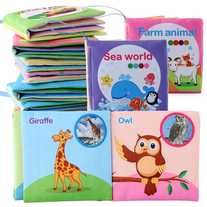 8 Page Cloth Book Infant Soft Books Cartoon Animals Numbers Food Cognitive Development Learning Early Education Toys For Kids