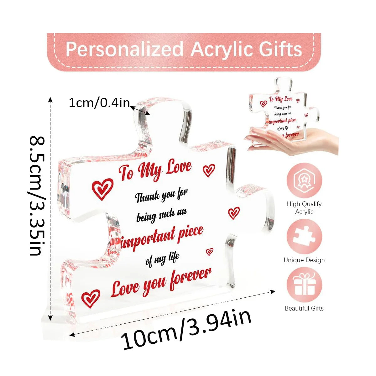 Valentine's Day Acrylic DIY Block Puzzle Decorations Girlfriend Gifts Unique Creative Customizable Jigsaw Blocks for Her