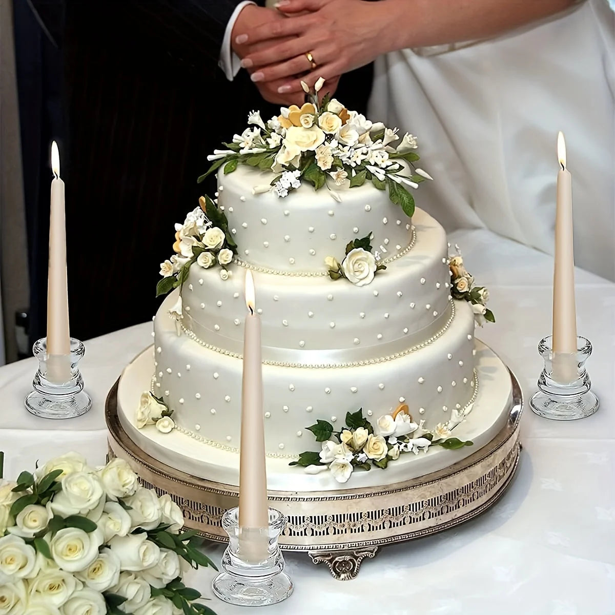 20pcs Glass Candle Holder, Clear Taper Candle Stand Wedding Glass Candle Holder, Wedding Decoration, Christmas Halloween Decoration