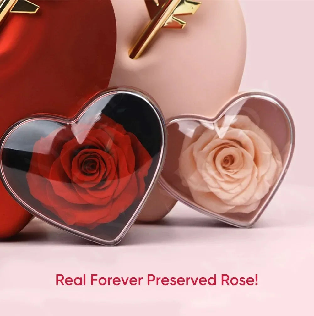 Christmas Creative Heart-piercing Jewelry Box with Eternal Rose Preserved Flowers Party Drawer Box Design Valentine's Day Gifts