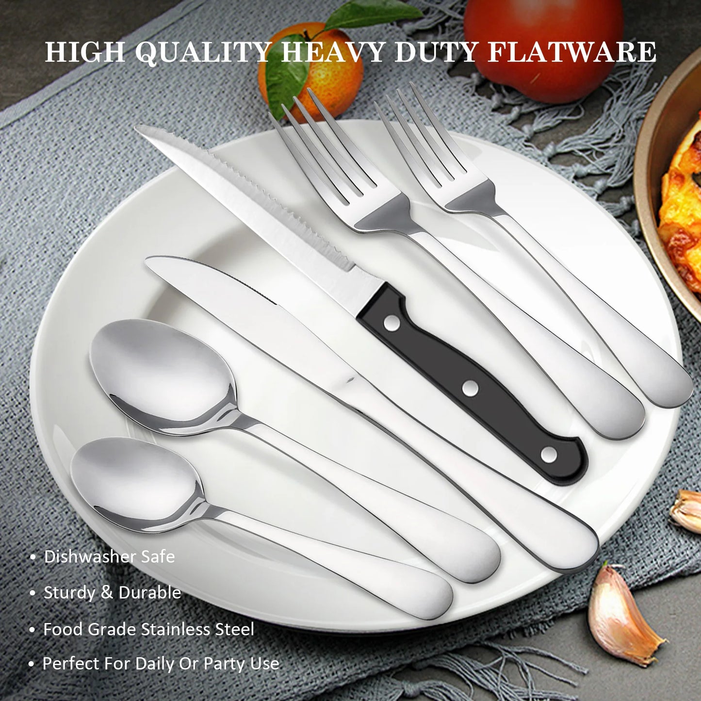 24 pcs flatwar‌ Stainless Steel Tableware Set 24 Pieces 4 Person Cutlery Set with Steak Knives Dinner Fork Spoon  for Home Part