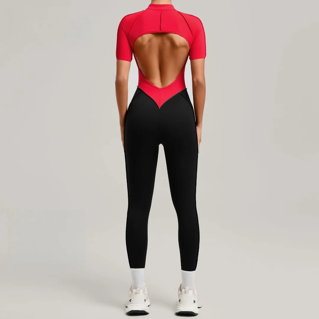 Yoga Jumpsuits Sports Fitness Peach Hip-lifting Backless One-Piece Splicing Tight Running Workout Clothes Gym Leggings Bodysuits