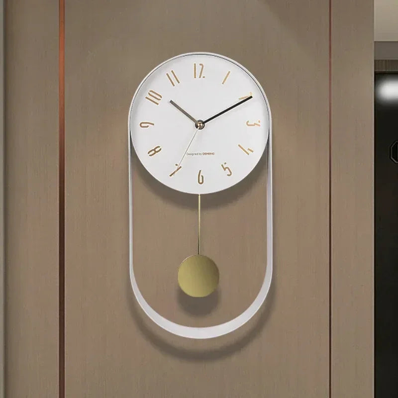 Bedroom Living Room Modern Decoration Single Pendulum Battery Driven Non Ticking Swinging Wall Clock