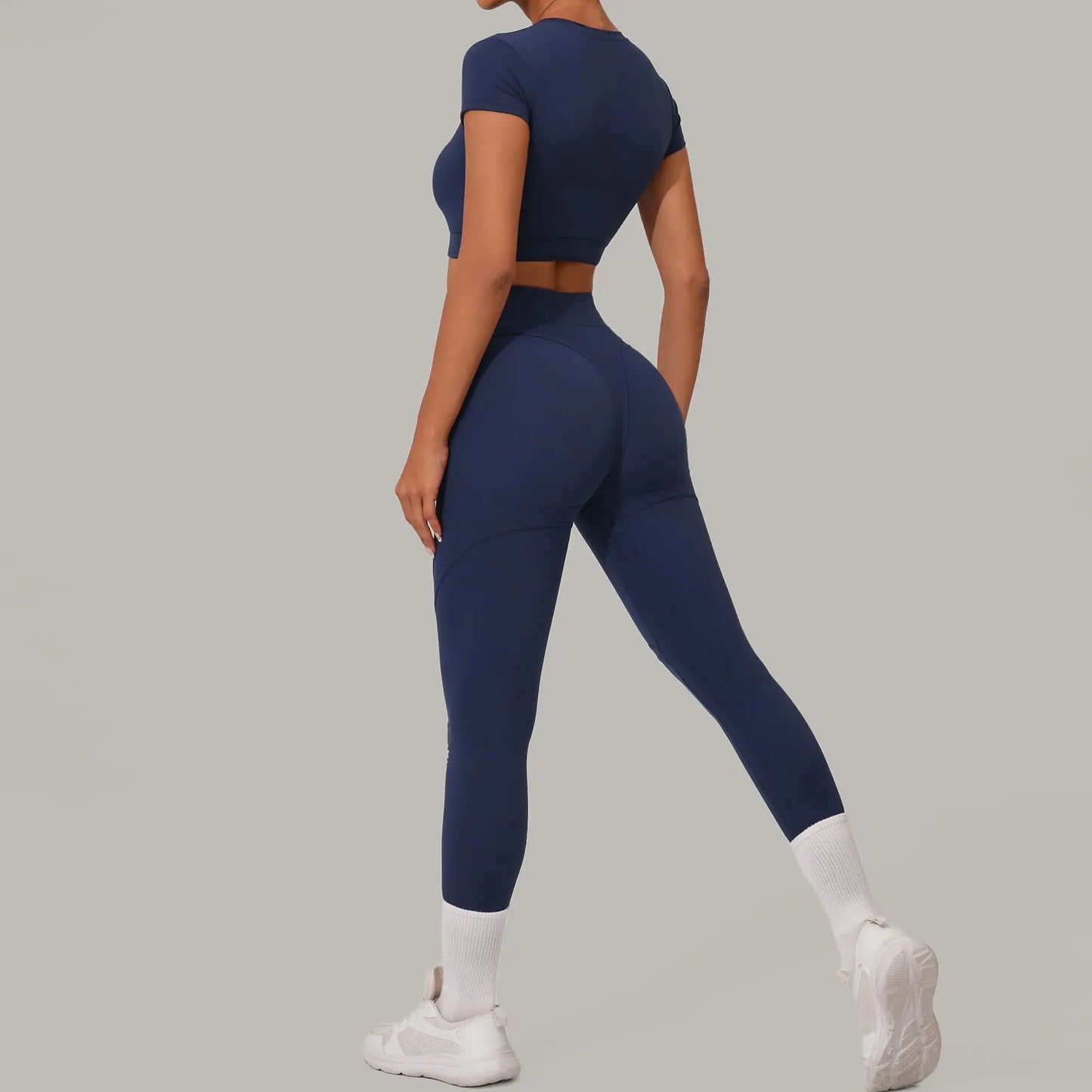 2 Pieces Sportswear Women Yoga Set Gym Clothes Sportswear Yoga Suits Fitness Set Tracksuits Sports Short Sleeves Gym Leggings