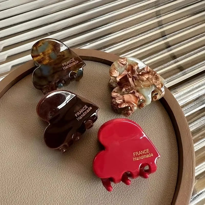 3.5cm Small Hair Claw Acetate Hair Crabs Cute Heart Shaped Hairclips Children Women Girls for Hair Accessories Hairpins Clips