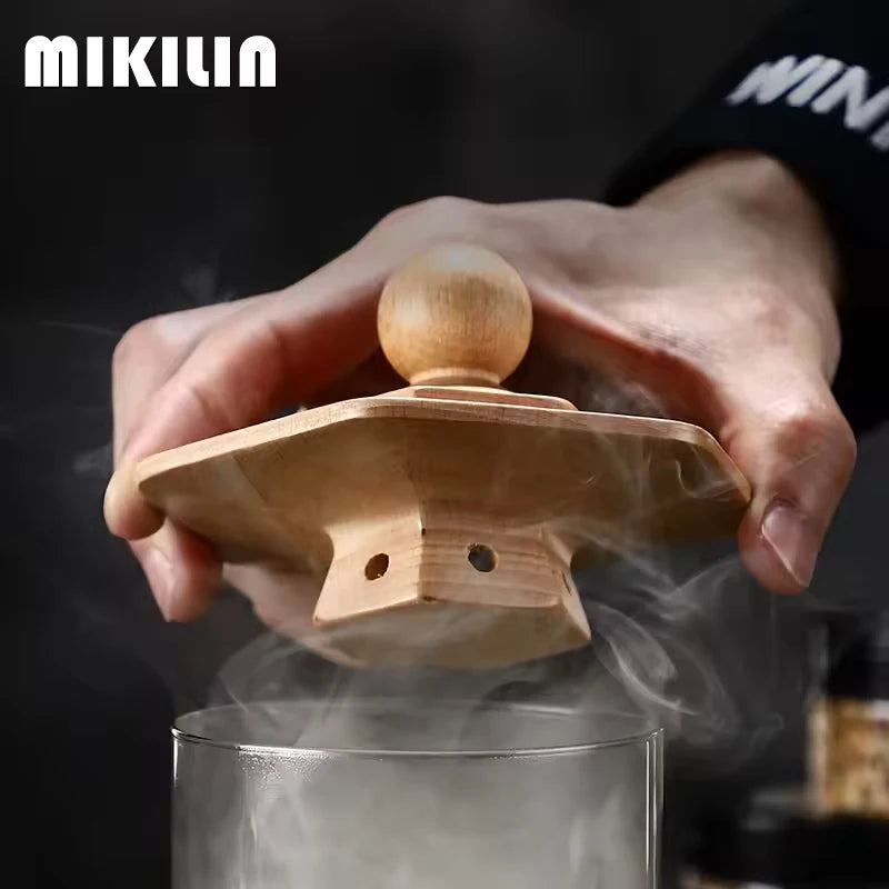 Whiskey Smoker Kit Wooden Smoked Wood Hood For Drinks Cocktail Smoker Wood Chip Infuser Set Kitchen Bar Accessories Tools