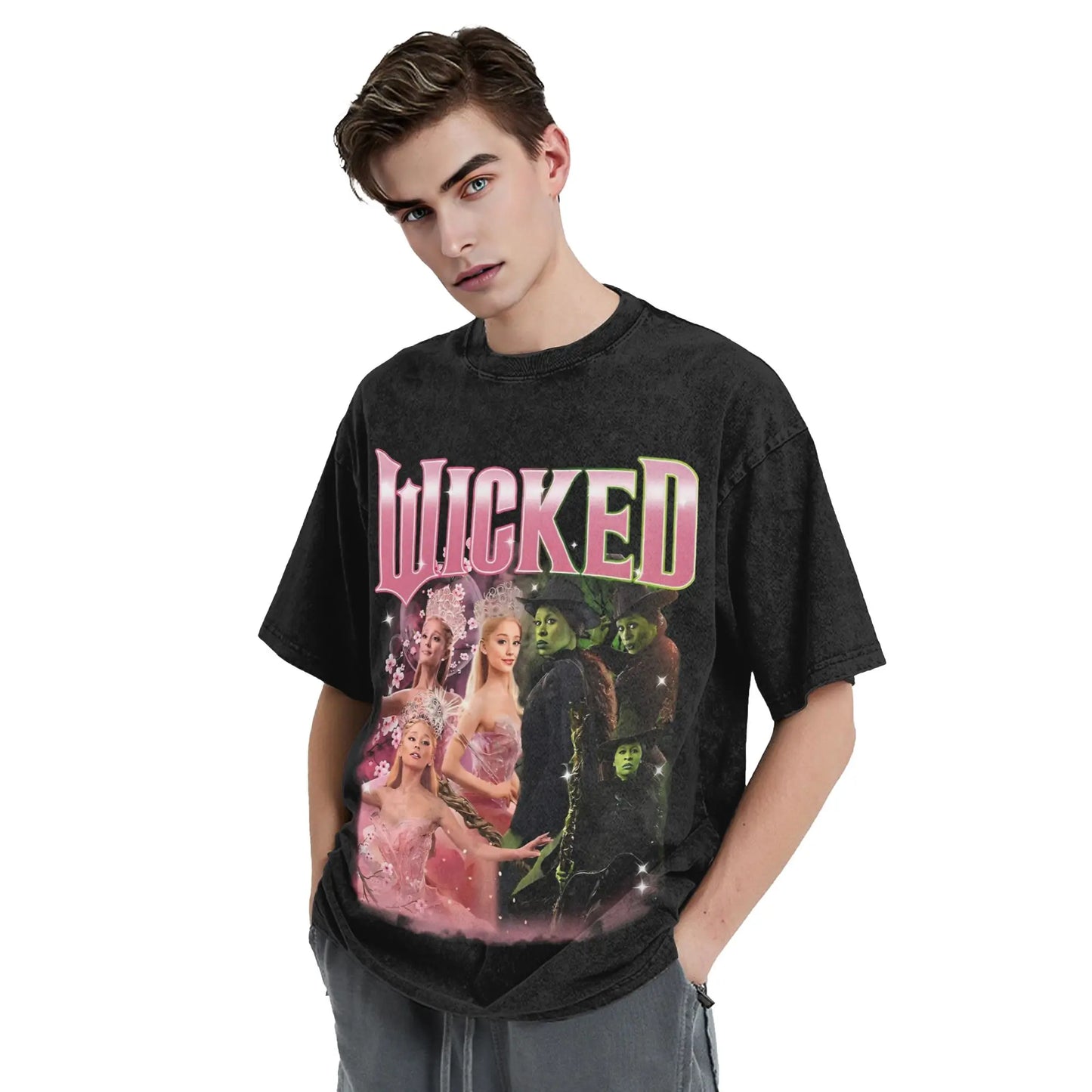 Wicked The Musical Glinda Elphaba For Good T Shirt Washed Short Sleeve T-Shirt Vintage Men Women Streetwear Graphic Printed Tees