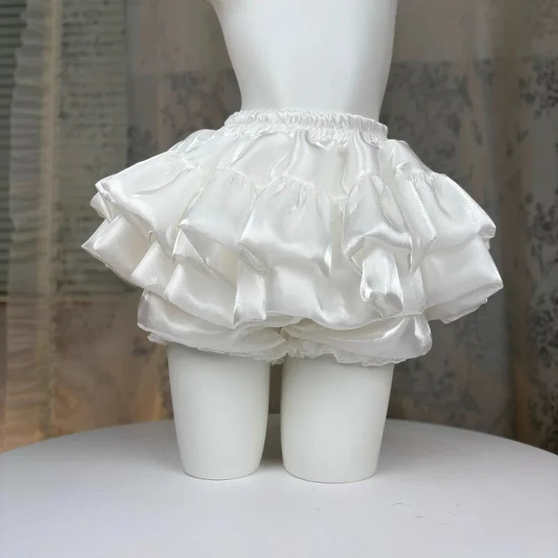 2025 Sweet Elastic Waist New Short Skirt Women Summer Chic White Ruffle Cake Skirts Female Fashion Casual Pretty Princess Skirt