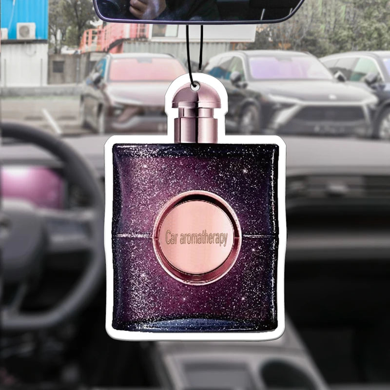 Purple perfume bottle glass car-mounted aromatherapy car perfume perfume long-lasting fragrance pendant piece out of the mouth f