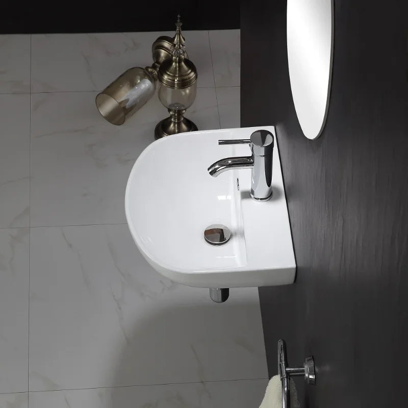 Apartment Bathroom Washbasin Bathroom Mirror Face Wash Sink White Ceramic Sink Simple Art Washbasin on The Counter