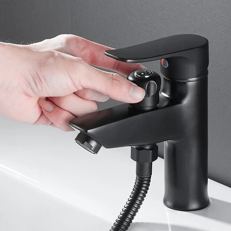 Basin Cold and Hot Water Faucet Double Use with Spray Gun Two-in-one Bath Shampoo Single-hole Bathroom Faucet