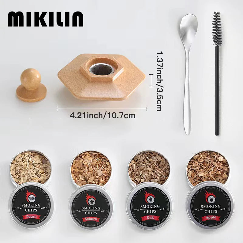 Whiskey Smoker Kit Wooden Smoked Wood Hood For Drinks Cocktail Smoker Wood Chip Infuser Set Kitchen Bar Accessories Tools