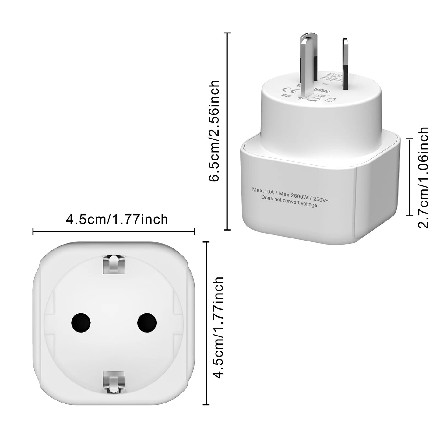 2/4pcs EU to AU Australian Travel Adapter European AU New Zeeland Plug Adapter Power Converter Wall Charger Socket 10A/250V