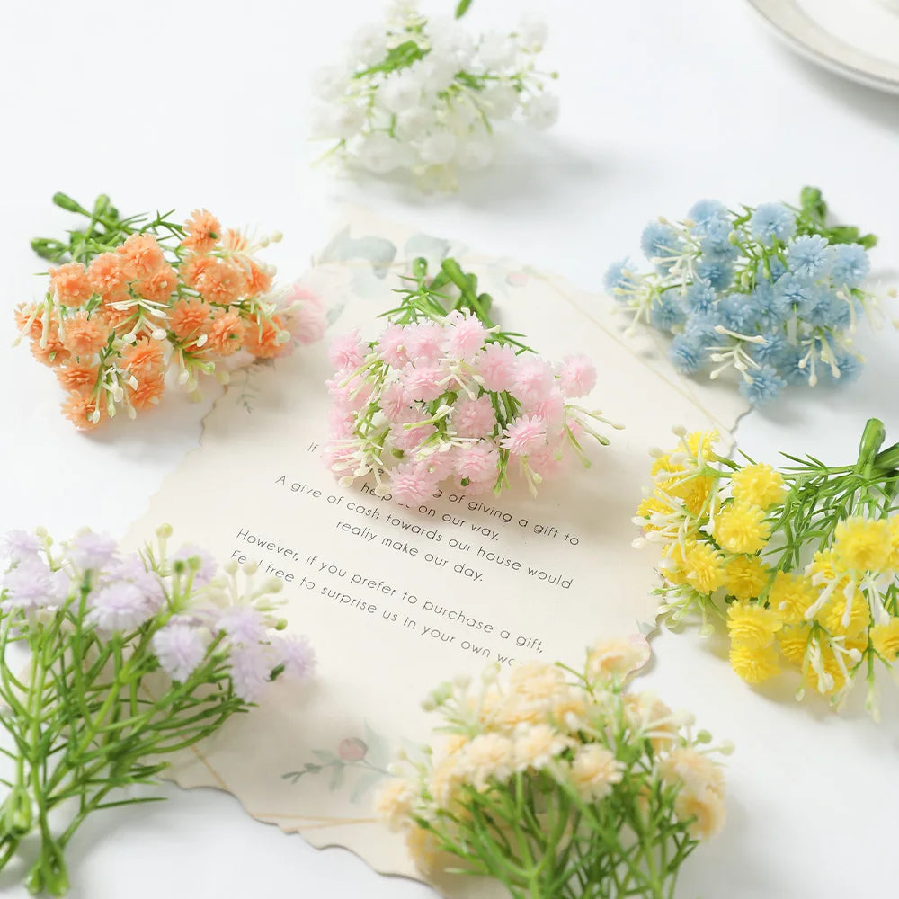 10/20Pcs Artificial Flowers Gypsophila 8CM Fake Flowers For Home Decor Wedding Decorations Ornaments Craft Garland Accessories