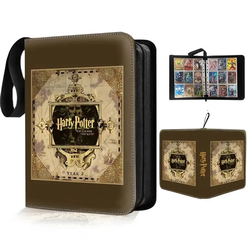 Harry Potter Card Book  Binder Album Holder Collcetion Card 900pcs Card Holder 9 Grid PU Gold Stamping Folder Toy Gift
