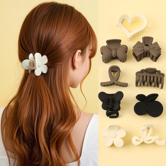 9Pcs Trendy Claw Hair Clips – Elegant Matte Design for Everyday Wear
