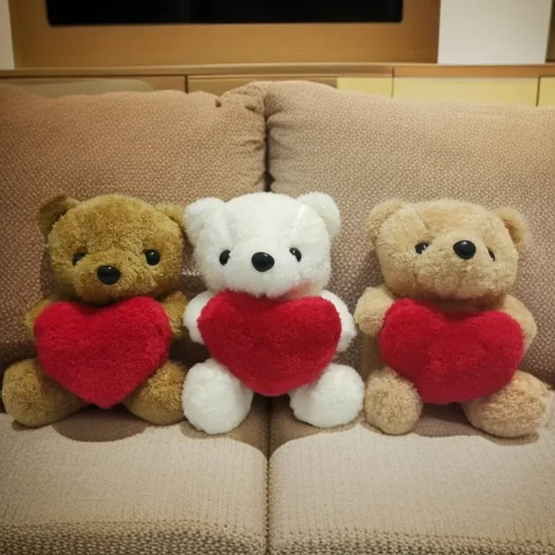 1/3/6PCS 20cm Heart Teddy Bear Plush Cuddly Stuffed Animal Holding Heart for Valentine's Day Christmas Gift Giving